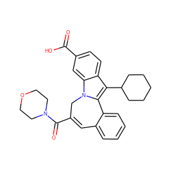 O=C(O)c1ccc2c(C3CCCCC3)c3n(c2c1)CC(C(=O)N1CCOCC1)=Cc1ccccc1-3 ZINC000103249387