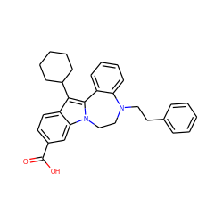 O=C(O)c1ccc2c(C3CCCCC3)c3n(c2c1)CCN(CCc1ccccc1)c1ccccc1-3 ZINC000036350474