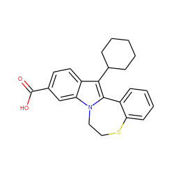 O=C(O)c1ccc2c(C3CCCCC3)c3n(c2c1)CCSc1ccccc1-3 ZINC000036350472