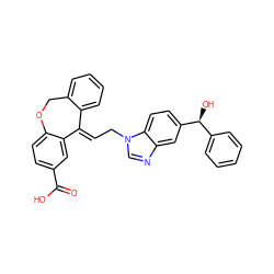 O=C(O)c1ccc2c(c1)/C(=C/Cn1cnc3cc([C@@H](O)c4ccccc4)ccc31)c1ccccc1CO2 ZINC000013727124