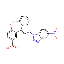 O=C(O)c1ccc2c(c1)/C(=C/Cn1cnc3cc([N+](=O)[O-])ccc31)c1ccccc1CO2 ZINC000100641899