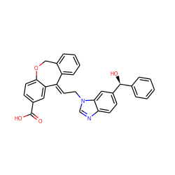 O=C(O)c1ccc2c(c1)/C(=C/Cn1cnc3ccc([C@@H](O)c4ccccc4)cc31)c1ccccc1CO2 ZINC000013727130