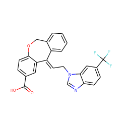 O=C(O)c1ccc2c(c1)/C(=C/Cn1cnc3ccc(C(F)(F)F)cc31)c1ccccc1CO2 ZINC000100641930