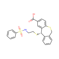 O=C(O)c1ccc2c(c1)[C@@H](SCCNS(=O)(=O)c1ccccc1)c1ccccc1CS2 ZINC000002022170