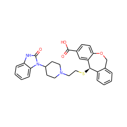 O=C(O)c1ccc2c(c1)[C@H](SCCN1CCC(n3c(=O)[nH]c4ccccc43)CC1)c1ccccc1CO2 ZINC000003795083