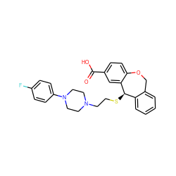 O=C(O)c1ccc2c(c1)[C@H](SCCN1CCN(c3ccc(F)cc3)CC1)c1ccccc1CO2 ZINC000003795058