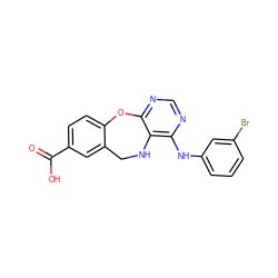 O=C(O)c1ccc2c(c1)CNc1c(Nc3cccc(Br)c3)ncnc1O2 ZINC000034799969