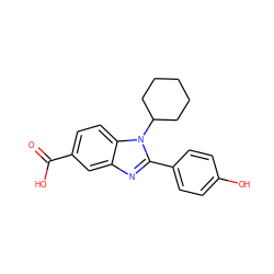 O=C(O)c1ccc2c(c1)nc(-c1ccc(O)cc1)n2C1CCCCC1 ZINC000028121923