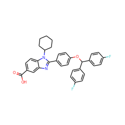 O=C(O)c1ccc2c(c1)nc(-c1ccc(OC(c3ccc(F)cc3)c3ccc(F)cc3)cc1)n2C1CCCCC1 ZINC000036350371