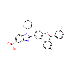 O=C(O)c1ccc2c(c1)nc(-c1ccc(OC(c3cccc(F)c3)c3cccc(F)c3)cc1)n2C1CCCCC1 ZINC000036350369