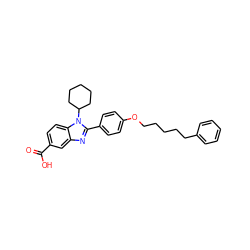 O=C(O)c1ccc2c(c1)nc(-c1ccc(OCCCCCc3ccccc3)cc1)n2C1CCCCC1 ZINC000034312746