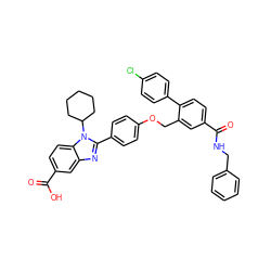 O=C(O)c1ccc2c(c1)nc(-c1ccc(OCc3cc(C(=O)NCc4ccccc4)ccc3-c3ccc(Cl)cc3)cc1)n2C1CCCCC1 ZINC000049938334