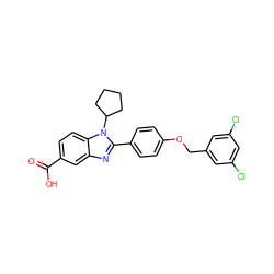 O=C(O)c1ccc2c(c1)nc(-c1ccc(OCc3cc(Cl)cc(Cl)c3)cc1)n2C1CCCC1 ZINC000036350374