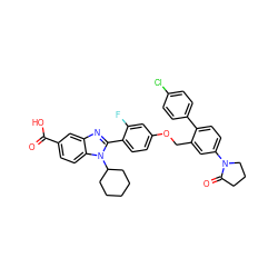 O=C(O)c1ccc2c(c1)nc(-c1ccc(OCc3cc(N4CCCC4=O)ccc3-c3ccc(Cl)cc3)cc1F)n2C1CCCCC1 ZINC000049938352