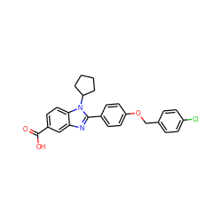 O=C(O)c1ccc2c(c1)nc(-c1ccc(OCc3ccc(Cl)cc3)cc1)n2C1CCCC1 ZINC000036350367