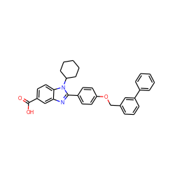 O=C(O)c1ccc2c(c1)nc(-c1ccc(OCc3cccc(-c4ccccc4)c3)cc1)n2C1CCCCC1 ZINC000034817632