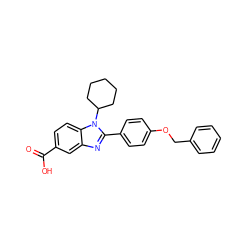 O=C(O)c1ccc2c(c1)nc(-c1ccc(OCc3ccccc3)cc1)n2C1CCCCC1 ZINC000028572342