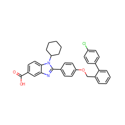 O=C(O)c1ccc2c(c1)nc(-c1ccc(OCc3ccccc3-c3ccc(Cl)cc3)cc1)n2C1CCCCC1 ZINC000036350423