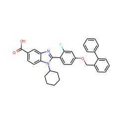 O=C(O)c1ccc2c(c1)nc(-c1ccc(OCc3ccccc3-c3ccccc3)cc1F)n2C1CCCCC1 ZINC000036350440