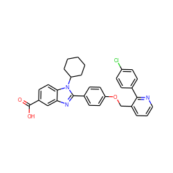 O=C(O)c1ccc2c(c1)nc(-c1ccc(OCc3cccnc3-c3ccc(Cl)cc3)cc1)n2C1CCCCC1 ZINC000036350414