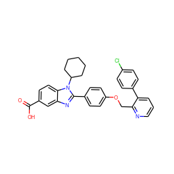 O=C(O)c1ccc2c(c1)nc(-c1ccc(OCc3ncccc3-c3ccc(Cl)cc3)cc1)n2C1CCCCC1 ZINC000036350408