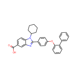 O=C(O)c1ccc2c(c1)nc(-c1ccc(Oc3ccccc3-c3ccccc3)cc1)n2C1CCCCC1 ZINC000034358800