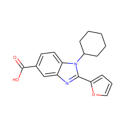 O=C(O)c1ccc2c(c1)nc(-c1ccco1)n2C1CCCCC1 ZINC000013588424