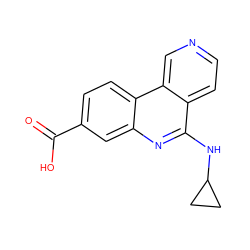 O=C(O)c1ccc2c(c1)nc(NC1CC1)c1ccncc12 ZINC000066111751