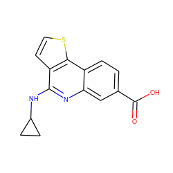 O=C(O)c1ccc2c(c1)nc(NC1CC1)c1ccsc12 ZINC000167757833