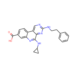 O=C(O)c1ccc2c(c1)nc(NC1CC1)c1nc(NCCc3ccccc3)ncc12 ZINC000140100624