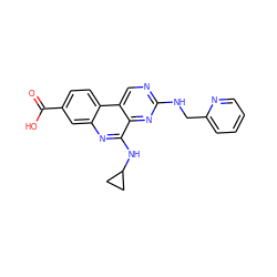 O=C(O)c1ccc2c(c1)nc(NC1CC1)c1nc(NCc3ccccn3)ncc12 ZINC000139838762