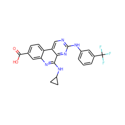 O=C(O)c1ccc2c(c1)nc(NC1CC1)c1nc(Nc3cccc(C(F)(F)F)c3)ncc12 ZINC000199790670