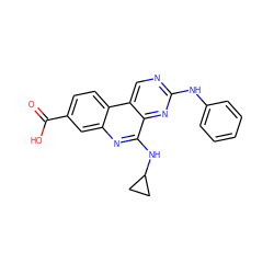 O=C(O)c1ccc2c(c1)nc(NC1CC1)c1nc(Nc3ccccc3)ncc12 ZINC000140090774