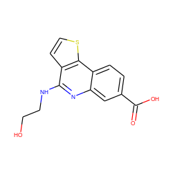 O=C(O)c1ccc2c(c1)nc(NCCO)c1ccsc12 ZINC000167738079