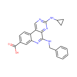 O=C(O)c1ccc2c(c1)nc(NCc1ccccc1)c1nc(NC3CC3)ncc12 ZINC000140112147