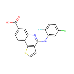 O=C(O)c1ccc2c(c1)nc(Nc1cc(Cl)ccc1F)c1ccsc12 ZINC000167762663