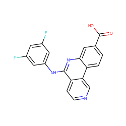 O=C(O)c1ccc2c(c1)nc(Nc1cc(F)cc(F)c1)c1ccncc12 ZINC000199791615