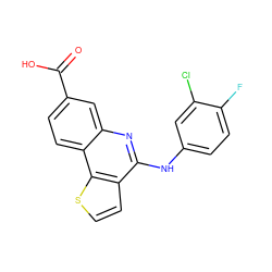 O=C(O)c1ccc2c(c1)nc(Nc1ccc(F)c(Cl)c1)c1ccsc12 ZINC000167753717