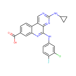 O=C(O)c1ccc2c(c1)nc(Nc1ccc(F)c(Cl)c1)c1nc(NC3CC3)ncc12 ZINC000199793050