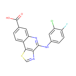 O=C(O)c1ccc2c(c1)nc(Nc1ccc(F)c(Cl)c1)c1ncsc12 ZINC000167795803