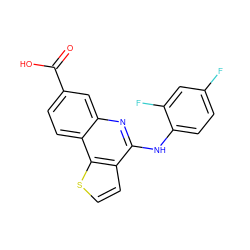 O=C(O)c1ccc2c(c1)nc(Nc1ccc(F)cc1F)c1ccsc12 ZINC000167755868