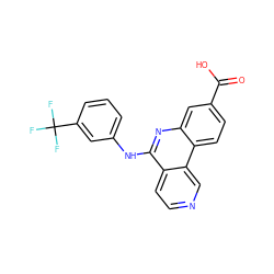 O=C(O)c1ccc2c(c1)nc(Nc1cccc(C(F)(F)F)c1)c1ccncc12 ZINC000199792093