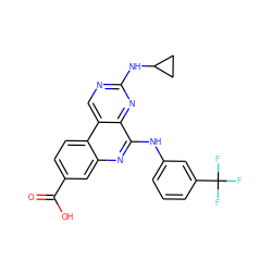 O=C(O)c1ccc2c(c1)nc(Nc1cccc(C(F)(F)F)c1)c1nc(NC3CC3)ncc12 ZINC000066102247