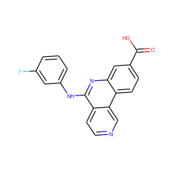 O=C(O)c1ccc2c(c1)nc(Nc1cccc(F)c1)c1ccncc12 ZINC000066111487