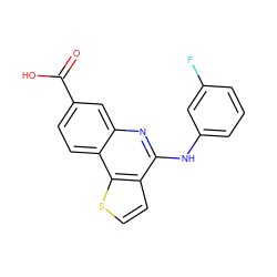 O=C(O)c1ccc2c(c1)nc(Nc1cccc(F)c1)c1ccsc12 ZINC000167762305