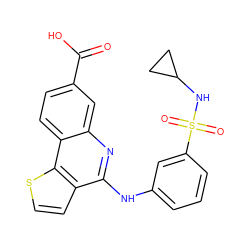 O=C(O)c1ccc2c(c1)nc(Nc1cccc(S(=O)(=O)NC3CC3)c1)c1ccsc12 ZINC000167769004