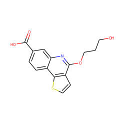 O=C(O)c1ccc2c(c1)nc(OCCCO)c1ccsc12 ZINC000066100443