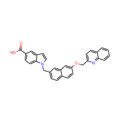 O=C(O)c1ccc2c(ccn2Cc2ccc3ccc(OCc4ccc5ccccc5n4)cc3c2)c1 ZINC000013804754