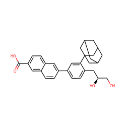 O=C(O)c1ccc2cc(-c3ccc(C[C@H](O)CO)c(C45CC6CC(CC(C6)C4)C5)c3)ccc2c1 ZINC000013745055