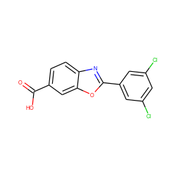 O=C(O)c1ccc2nc(-c3cc(Cl)cc(Cl)c3)oc2c1 ZINC000043206271